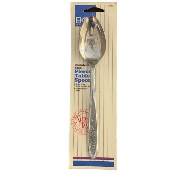 EKCO Pierced Table Spoon Vintage Stainless Steel Kitchen Housewares SEALED NOS - Picture 1 of 4